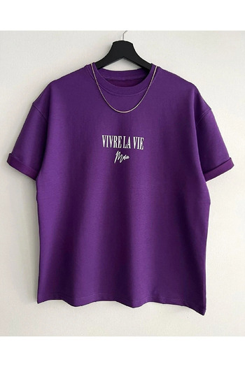 AFROGİYİM Unisex Vivre La Vie Back Printed Oversize T-shirt