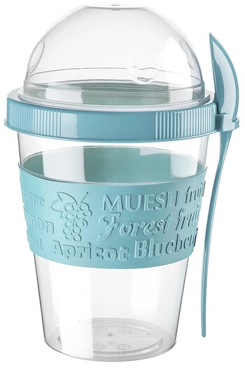 Titiz Plastik Leon Life Take'N Go Prepare and Go Fruit Yogurt Container with Lid and Spoon