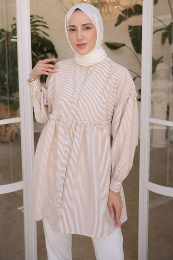 benguen 2029 Striped Shirt Beige