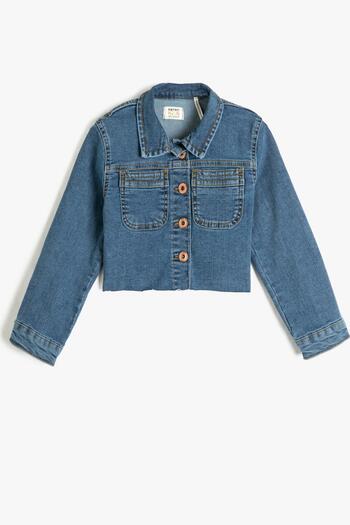 Koton Kids Dunkle Indigo-Mädchenjacke 3SKG20006AD