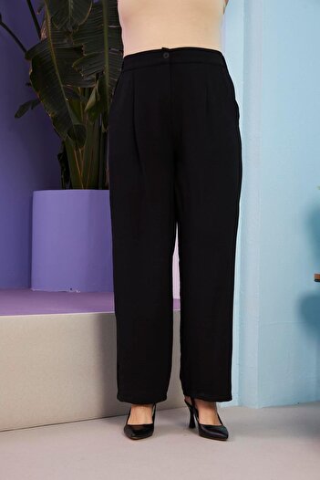 RMG Large Size Aerobin Black Leg - Wide and Elastic Trousers
