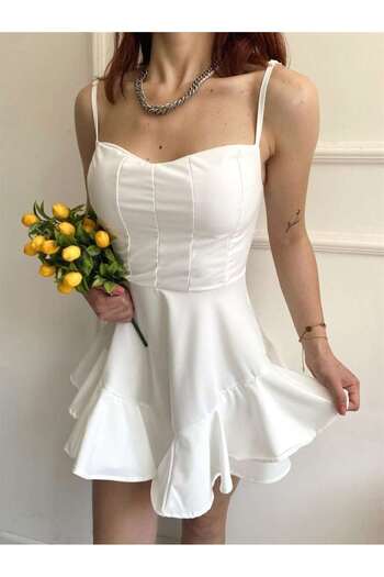 LOKADI Γυναικείο φόρεμα Atlas Fabric Ruffle