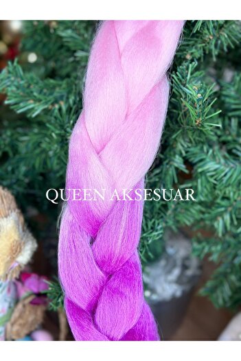 Queen Nelly Trend Afrika Brezilya rasta örgüsü Jumbo ombre geçişli iki renkli postiş saç mor pembe