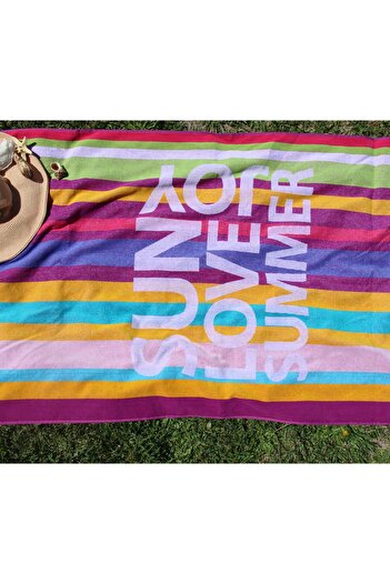 Baveno 90x180 cm Patterned Velvet Beach Towel - 100% Cotton Outlet
