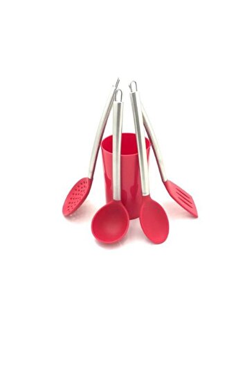 HomeTarz Silicone Serving Set - Ladle Colander Set with Stand - 5 Pieces