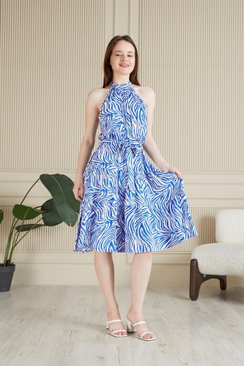 BILDEŞA Rochie din viscoza cu model zebra