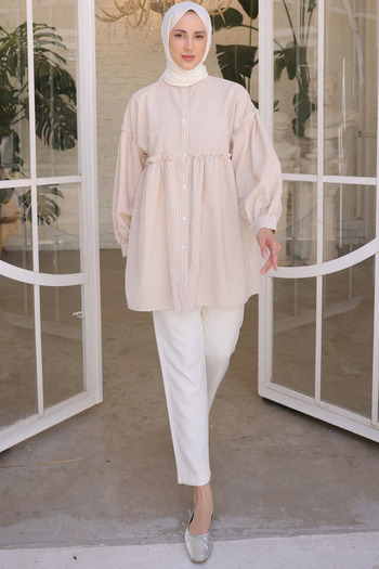 benguen 2029 Striped Shirt Beige