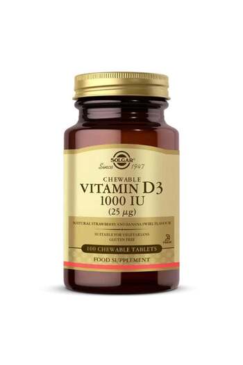 Solgar Vitamin D3 1000 IU - 100 Chewable Tablets