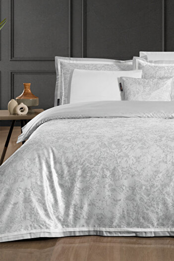 Sarev Laney Gray Double Satin Duvet Cover - 100% Cotton, "400 TC"