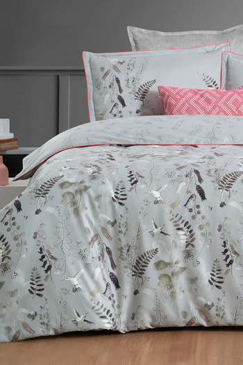 Sarev Martina Grey Double Duvet Cover Set - 100% Cotton Satin, "300 TC"