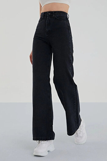 SHEVEGA Black Wide Leg Wide Leg Jeans Loose Trousers