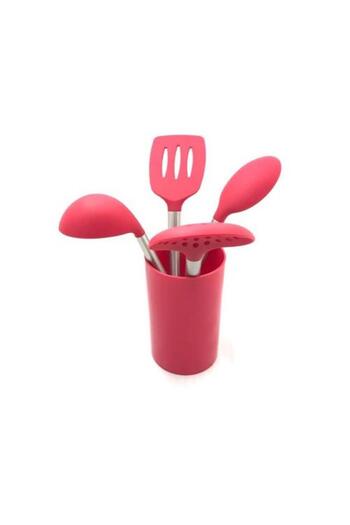 HomeTarz Silicone Serving Set - Ladle Colander Set with Stand - 5 Pieces