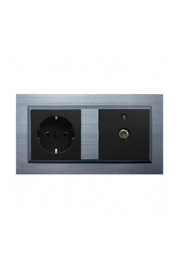 OVİVO Ovivo Quantum Silver 2-Piece Set Grounded Socket and F Connector Satellite Socket Set