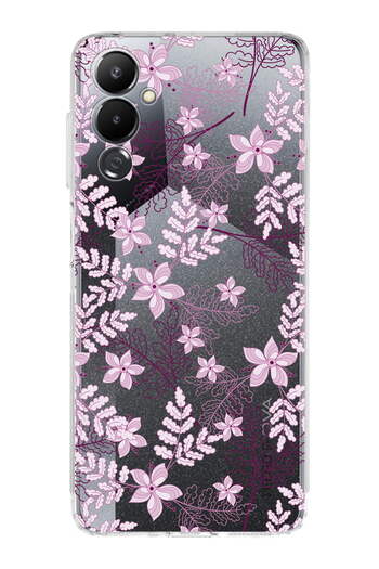 PrintiFy Tecno Pova 4 Uyumlu Kamera Korumalı Floral Pudra Tasarımlı Şeffaf Silikon Kılıf