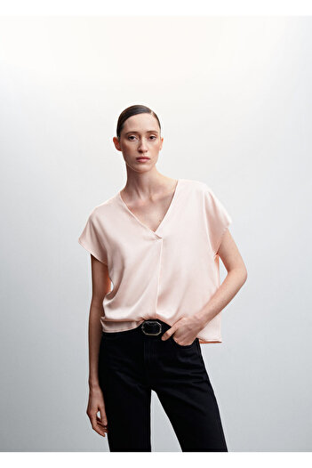 MANGO Woman Παστέλ Ροζ Γυναικείο T-Shirt47005825