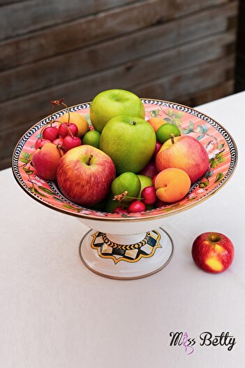 Miss Betty Enameled Footed Fruit Bowl 30 Cm Paradise Deluxe
