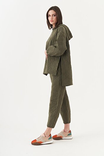 Mevra Quilted Puff Tracksuit Khaki