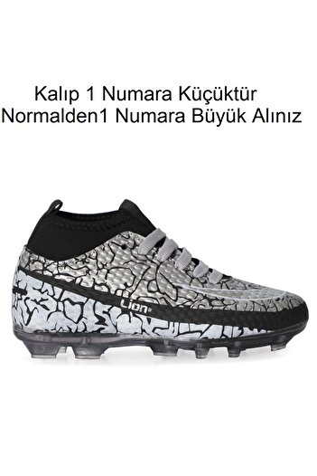 Freemax Freemax.1071 Unisex Black Silver Crampon Football Shoes - With Socks