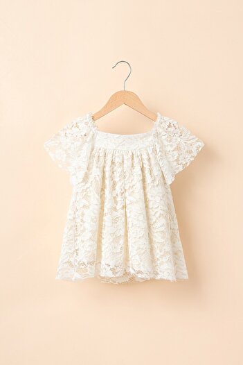 Banamio Giselle Baby Girl Child Bow Detailed Brode Tulle Dress