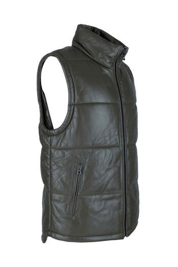 Tamer Tanca Men's Genuine Leather Green Vest Leather Coat