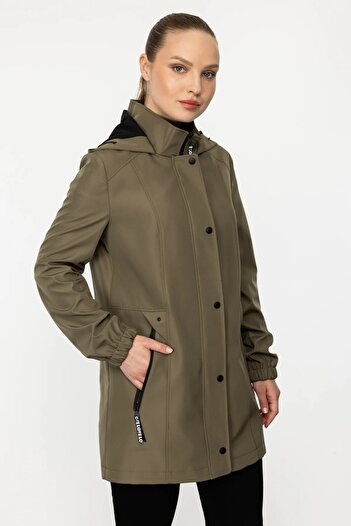 Ekol Hooded Patterned Khaki Women's Stroller 24EKL06044