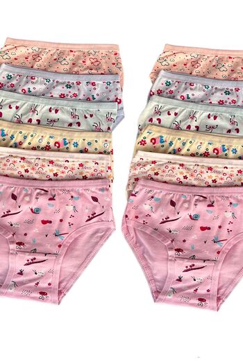 Kossiga 12-Piece Dondeza Cotton Combed Girl's Patterned Panty Pants Set