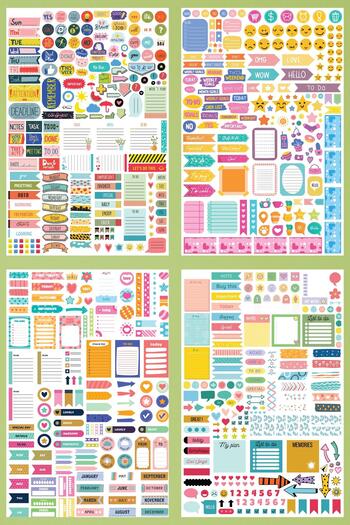 Postifull Planner Label Set, 650 Colorful Labels, Agenda Sticker Book, Bullet Journal, Daily, Laptop