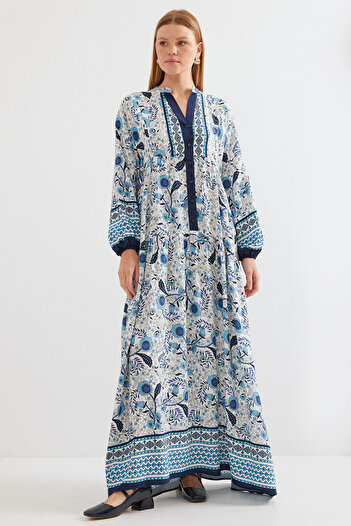 Bigdart 2423 Model Authentic Patterned - Light Blue Dress