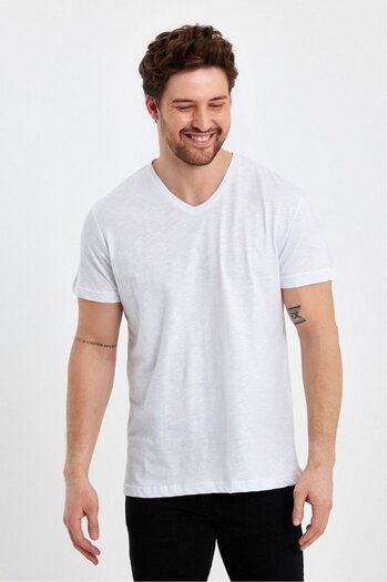 Weyeze V-Neck Basic T-Shirt Ae-Y39081Lns