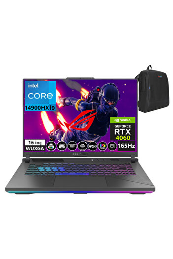 ASUS RogG16 I9 14900HX 64GB 1tb SSD Rtx 4060-140W 165Hz W11PRO 16" Wuxga N309642+ZettaÇanta