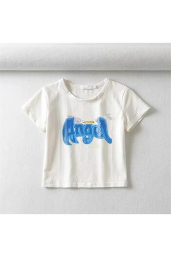 Toum Angel Printed White Crop - Damphaobi