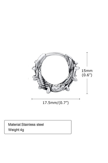 Jaida Moda Unisex Gothic Steel Hoop Earrings with Gray Pointed Figure