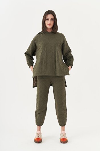 Mevra Quilted Puff Tracksuit Khaki