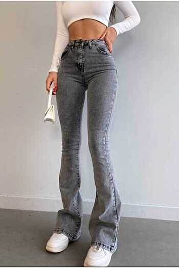 geenz manifacture Zynpumem Smoked Lycra High Waist Spanish Leg Pants Jeans - Stretchy and Comfortable