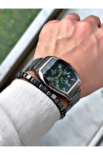 Reward Smoke Colored Square Model Classic Men's Wristwatch and Bracelet Gift Set