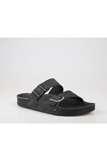 Pierre Cardin PC-7241 Ορθοπεδικές Μαύρες Ανδρικές Παντόφλες Nubuck