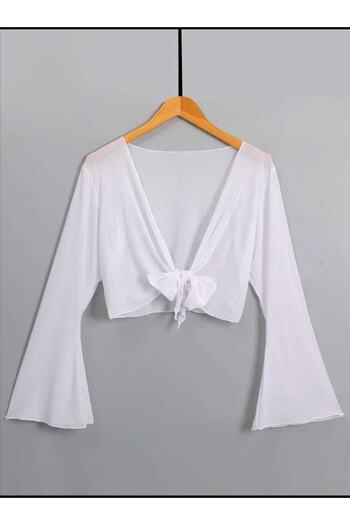 NOTTE AMORE Women's Spanish Sleeve Tie-Up Long Sleeve Style Bolero Blouse