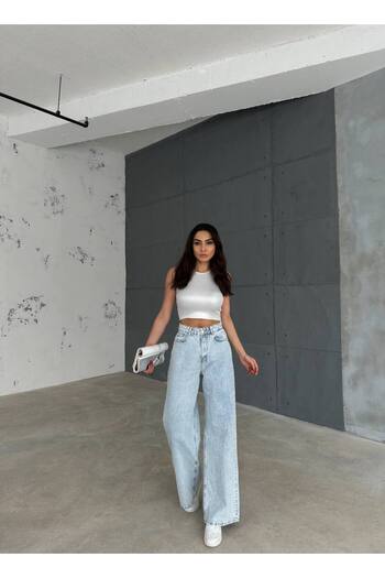 DENİKK Trend Highland Detailed Baggy High Waist Loose Cargo Pocket Jean Denim Pants
