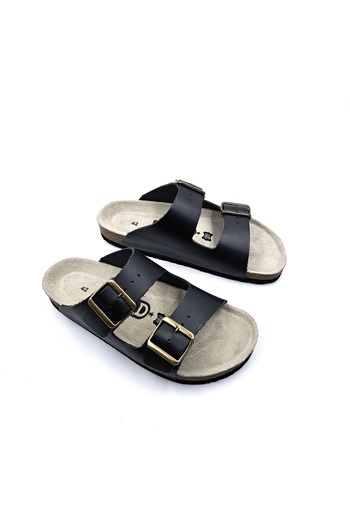 wizard slippers Чоловічі чорні тапочки - Merlin, натуральна шкіра, грибкова підошва