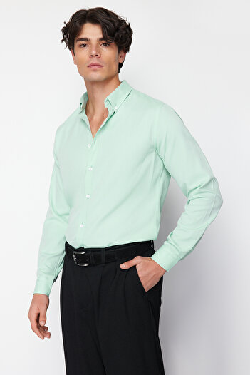 Trendyol Collection Έξυπνο πουκάμισο Mint Slim Fit Easy-Iron TMNSS24GO00074