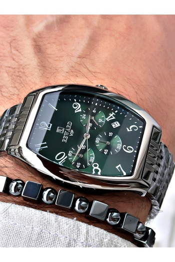 Reward Smoke Colored Square Model Classic Men's Wristwatch and Bracelet Gift Set