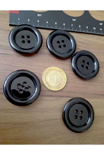 Beyna Italian Black Polyester Button 3.5 cm 1 Pack 7 Pieces