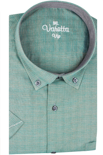 Varetta Men's Green Plus Size Short Sleeve Summer Pocket Cotton Shirt