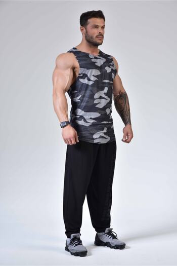 Big Sam Men's Training Tank Camouflage Stretch Performance Top 2315