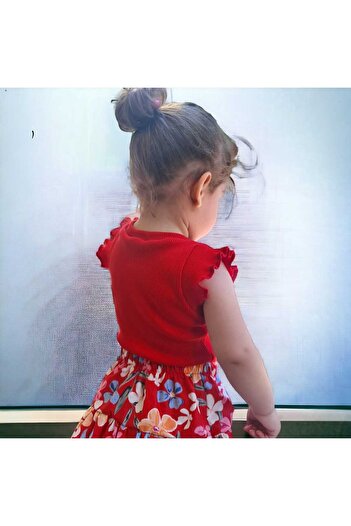 BEBEĞİME ÇORAP Girls Ruffle Sleeve Crew Neck Camisole Crop Singlet