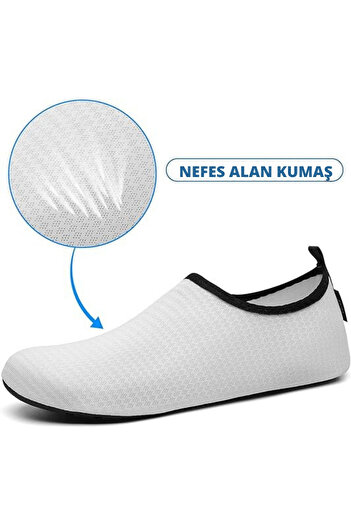 DİGGO Beyaz Alt Tabanı Kalın Taşlık Alanlara Dayanıklı Kaymaz Taban Deniz Plaj ve Yürüyüş Ayakkabısı