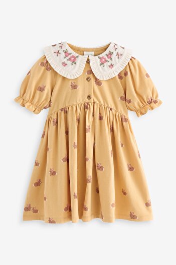 Next Baby %100 Pamuk Yaka Detaylı Elbise