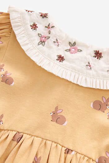 Next Baby %100 Pamuk Yaka Detaylı Elbise
