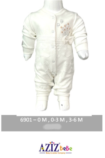 Aziz Bebe 0-3-6 Months Size Lace Snap-On Footless Jumpsuit
