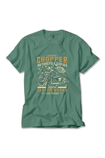 Z zepplin West Coast Chopper Motorcycle Green T-shirt